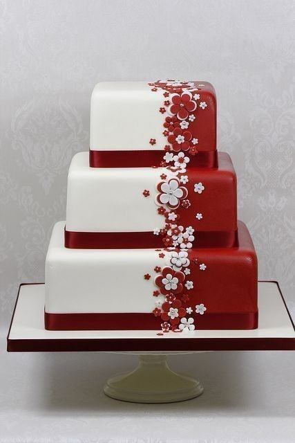 Red Cascade Floral Cake