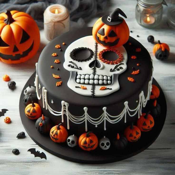 Skull & Pumpkin Gothic Cake
