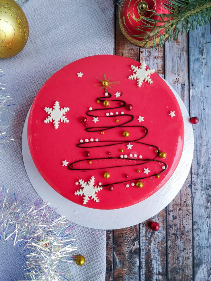 Crimson Sparkle Tree Cake